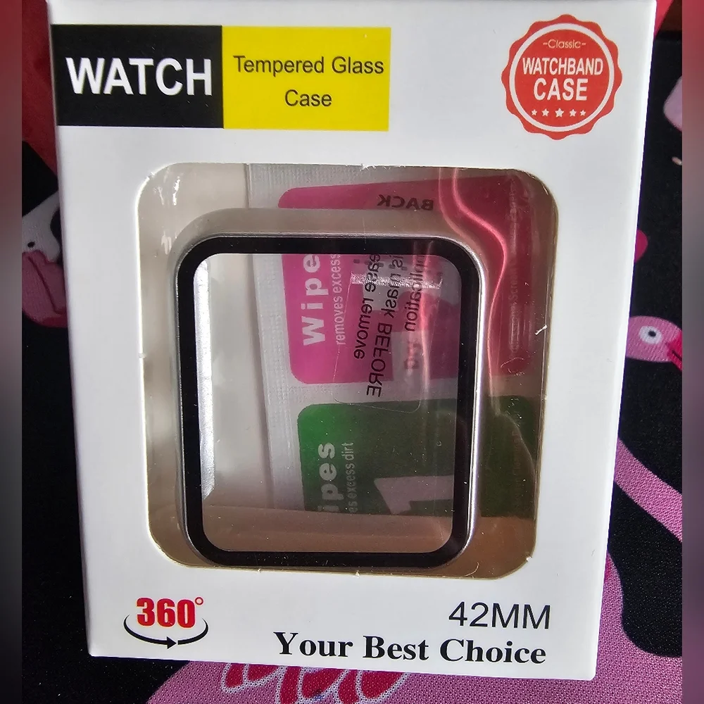 Smart Watch Tempered Glass Case 42 mm-Various Colors- NIB