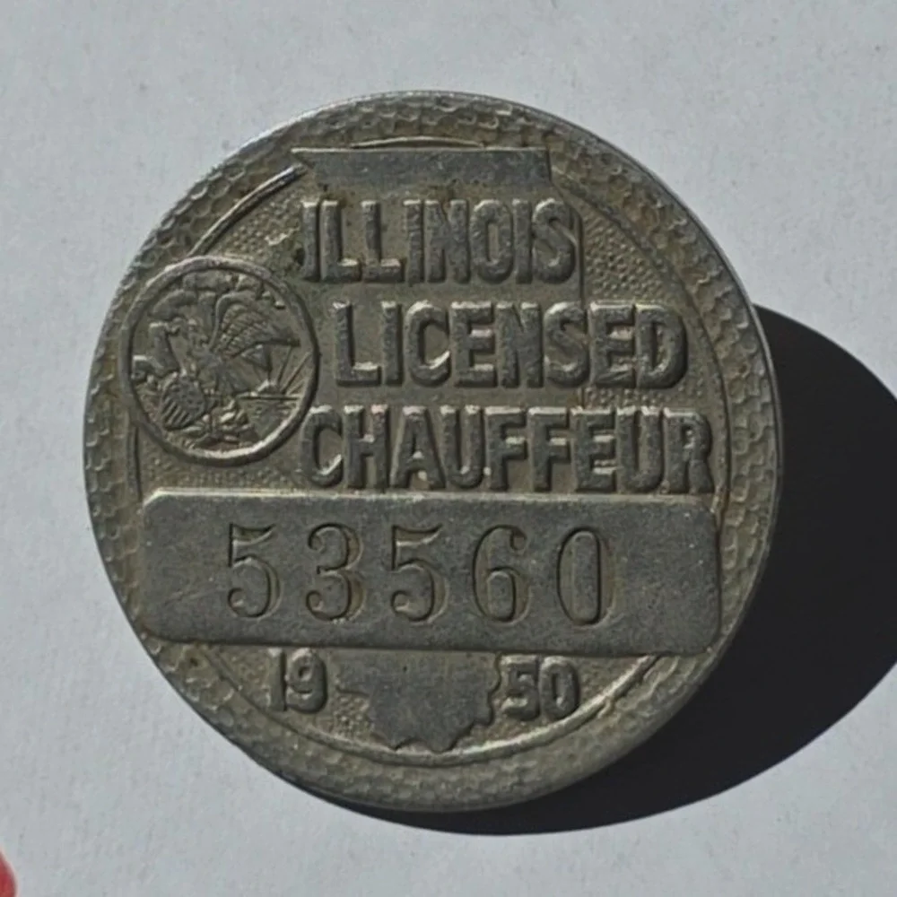 Vintage Illinois Licensed Chauffeur Badge 1950 Auto Taxi Driver Pin‎
