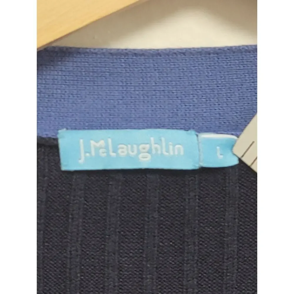 J.McLaughlin Women Gardigan Long Sleeve Button Cotton Blend Blue Size L A000133