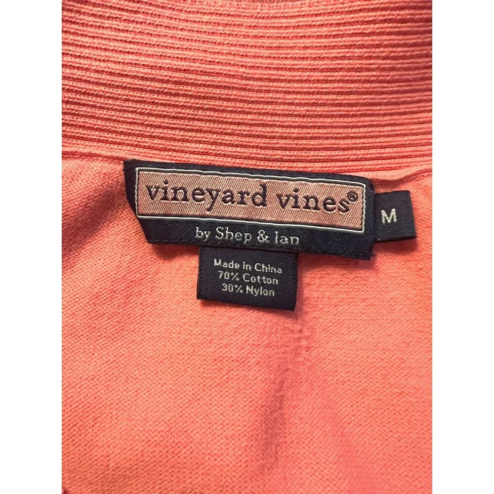 Women's Vineyard Vines Coral V Neck Sweater w/Ribbed Detail Sz M