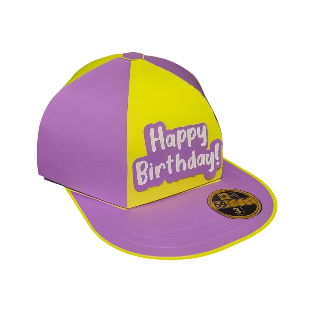 Purple and Yellow 'Happy Birthday' Party Hat Box