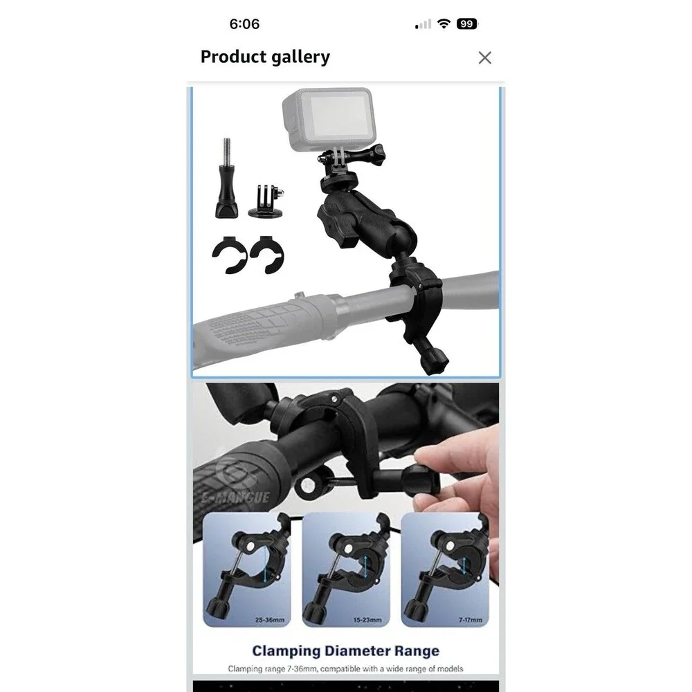 Camera Mount Heavy Duty Metal Clamp with 360° Ball Head for Action Cameras