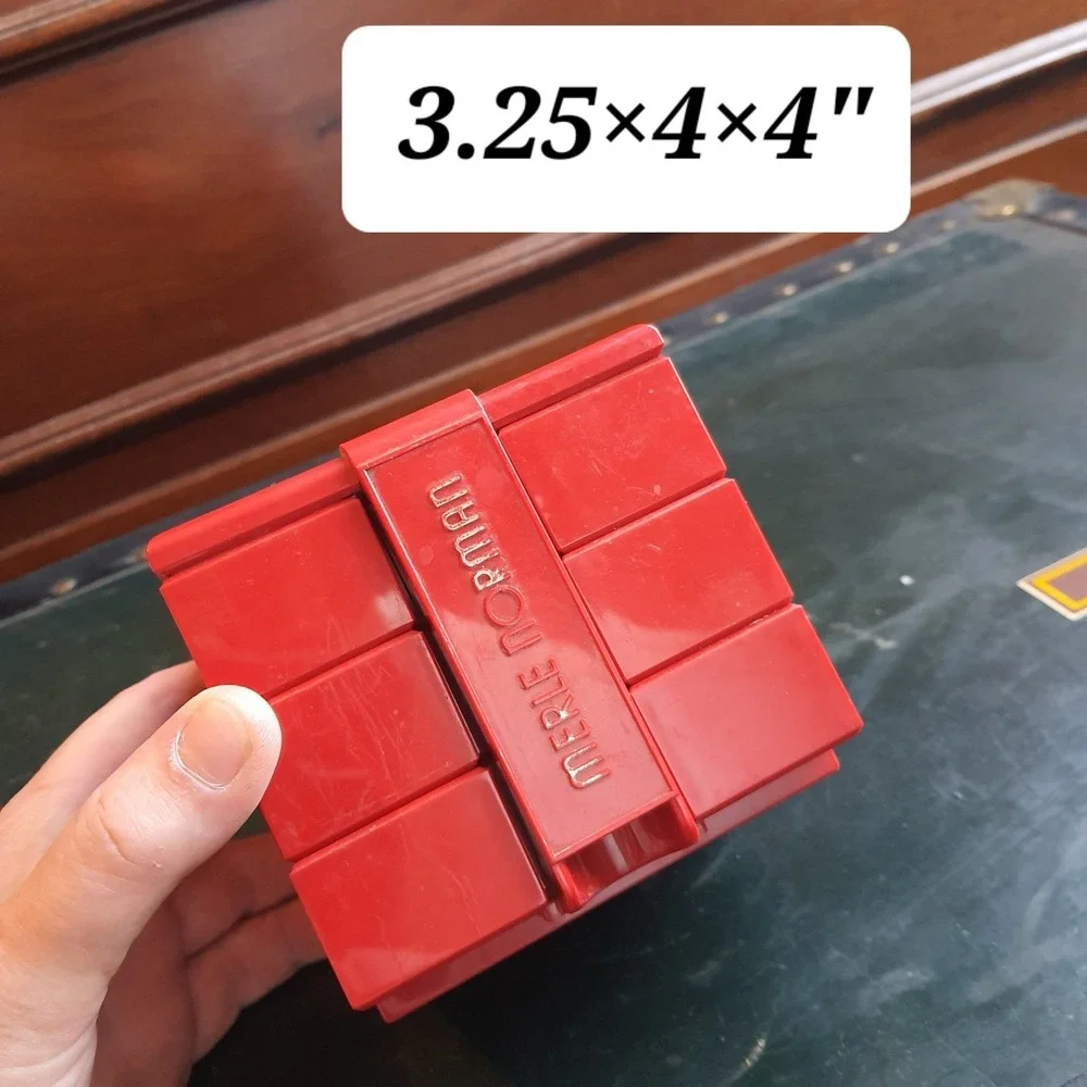 Vintage MERLE NORMAN Red Stacking Mirrored Top Acrylic Trinket / Make Up Box