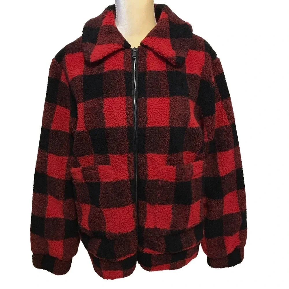 Elodie NWT Buffalo Plaid Sherpa Jacket Women S