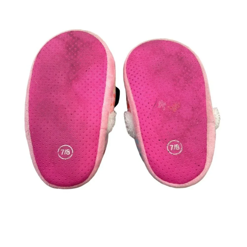 Girls Pink Minnie Mouse Hearts Slippers Size 7 8