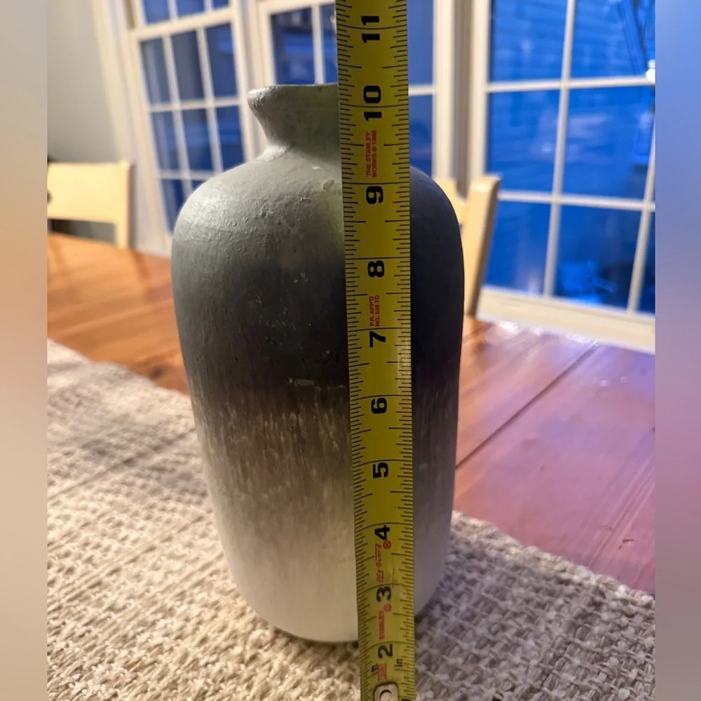 Neutral Ombre Unglazed Earthenware Vase - Modern Home Accent Handcrafted