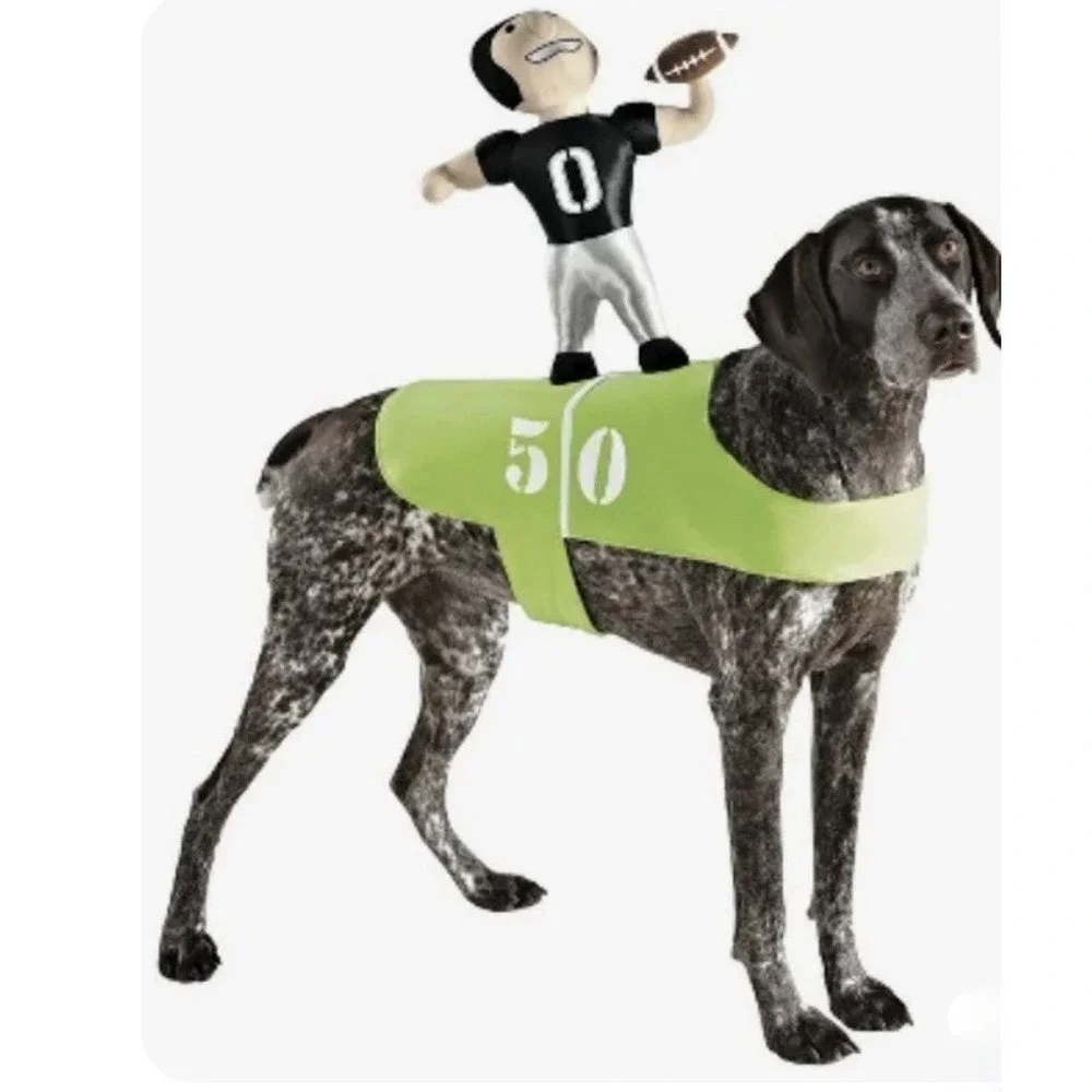 Dog Football Player Costume Plush Rider Superbowl Outfit Halloween Game Day S/M