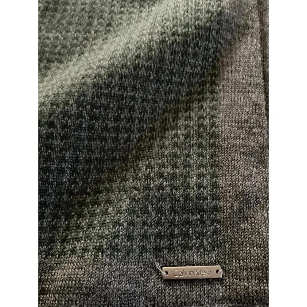 Calvin Klein Gray Green Patterned Wool Blend Scarf