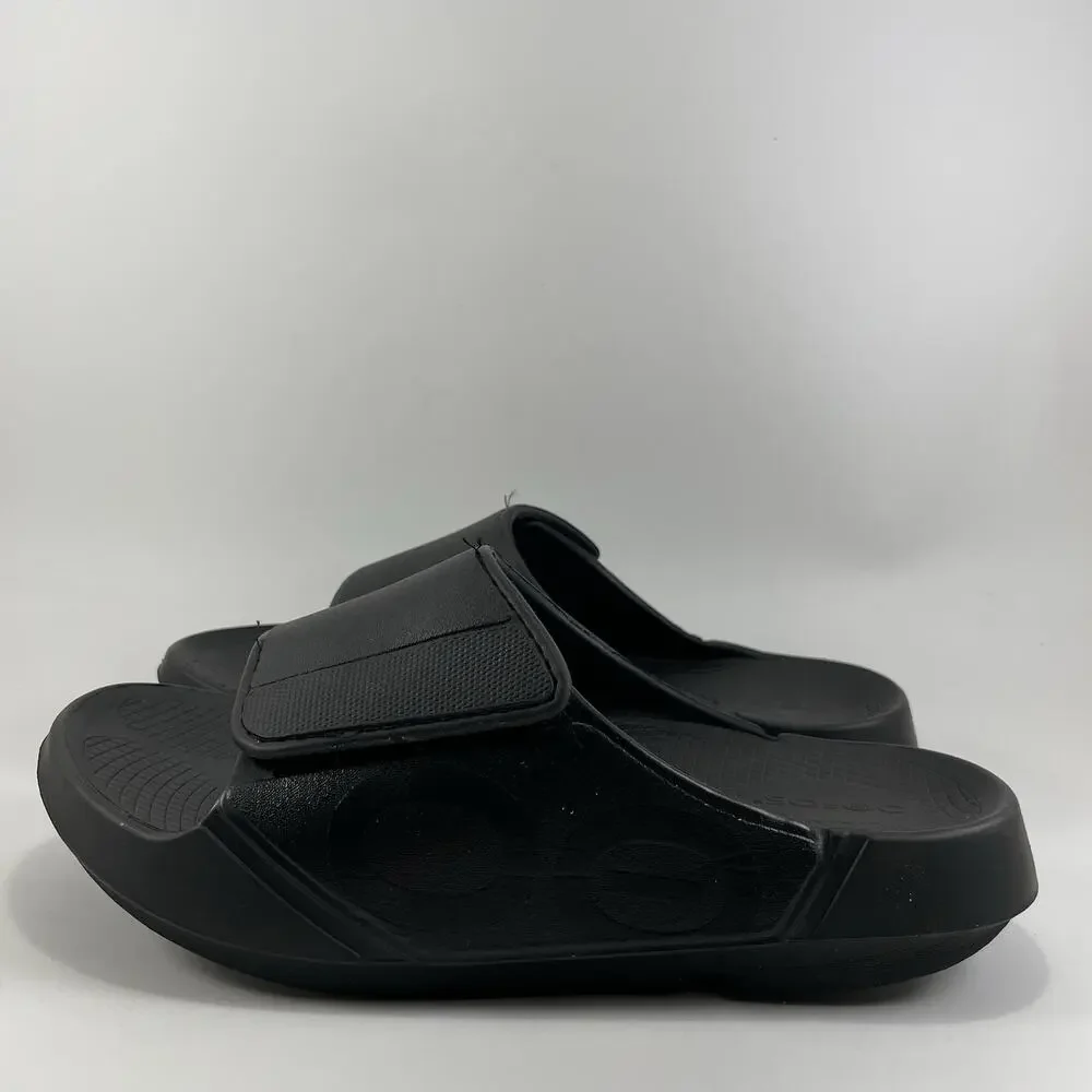 Oofos Ooahh Sport Flex Slide Sandal Mens Size 8 Black Comfort Shoes Recovery