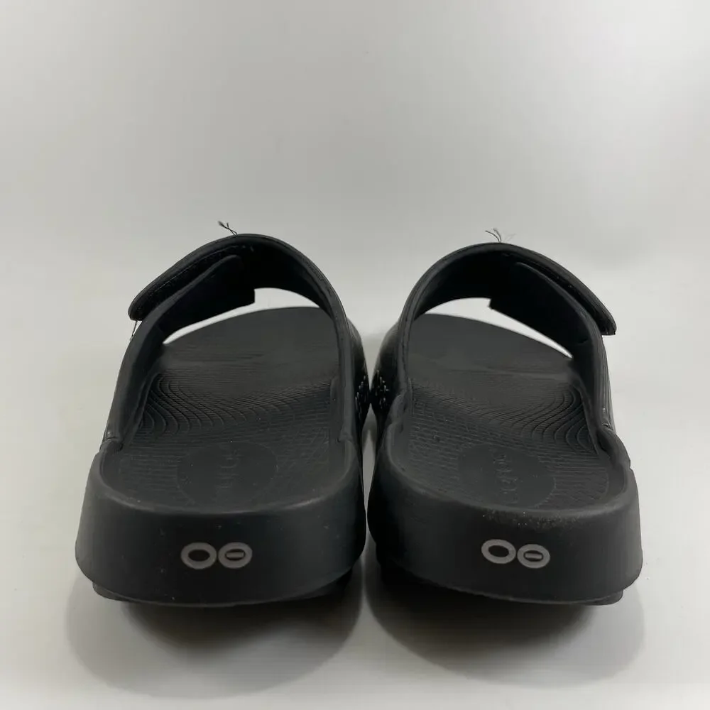 Oofos Ooahh Sport Flex Slide Sandal Mens Size 8 Black Comfort Shoes Recovery