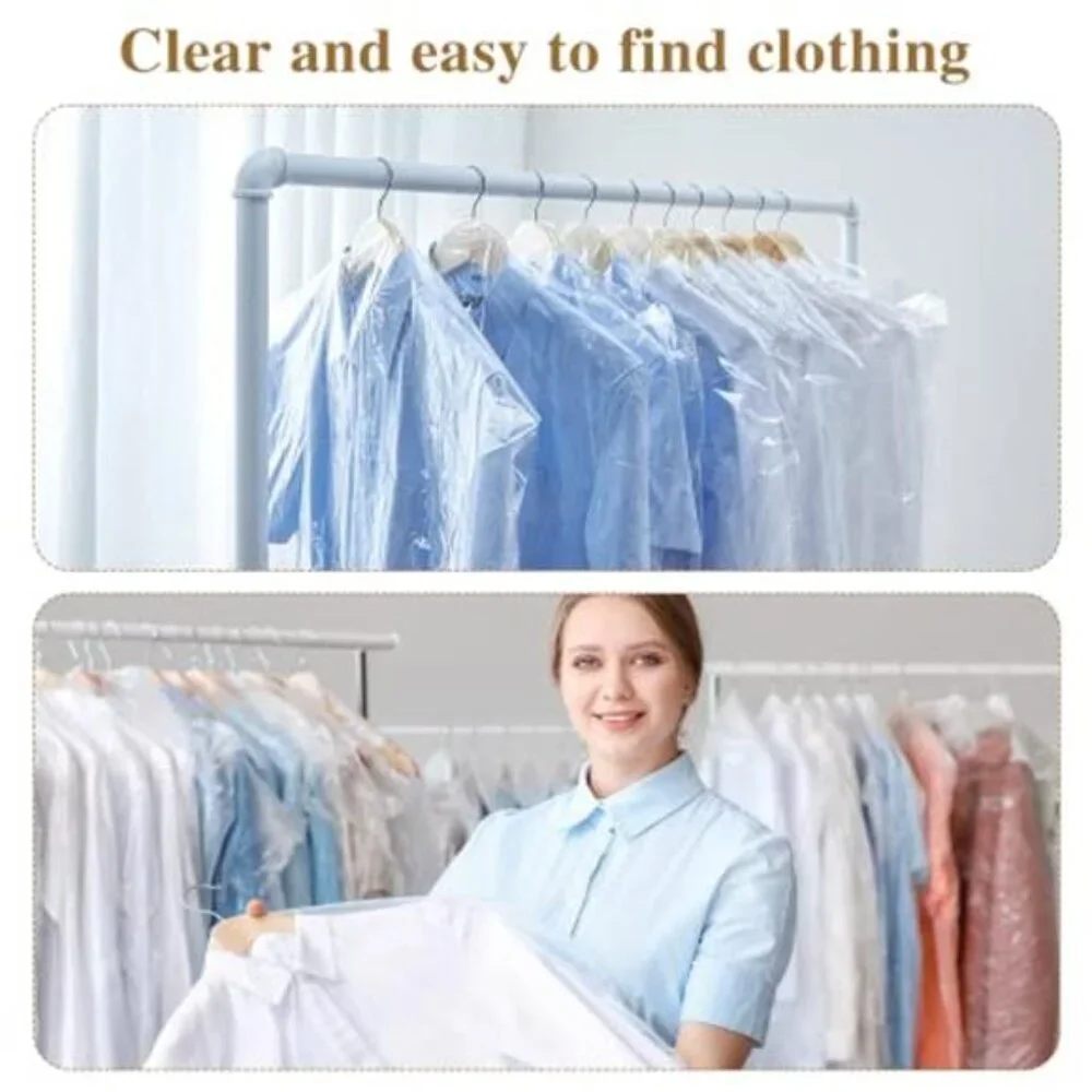 20 Pack Clear Garment Bags Hanging Clothes Covers Dustproof Dry Cleaner Storage