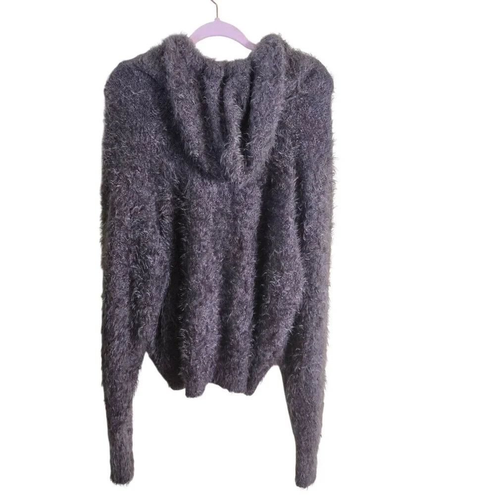 Free People Light As A Feather Gray Eyelash Hoodie Cozy Oversized Size S