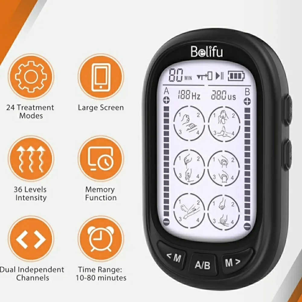 Belifu TENS EMS Unit for Pain Relief Therapy Portable Device