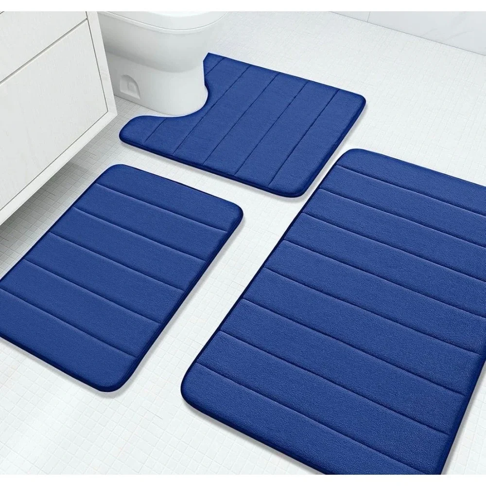 Memory Foam 3 Pieces Bathroom Rugs