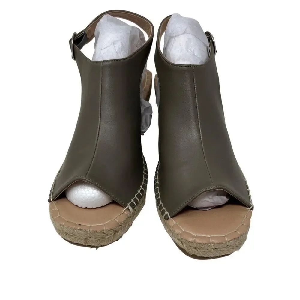 Journee Collection Crew Espadrille Faux Leather Wedges 10