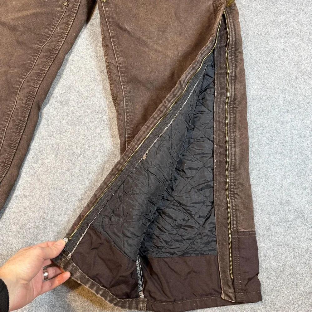 VTG Carhartt B194 Duck Canvas Double Knee Pants 38 Brown Quilted Insulated 38x30
