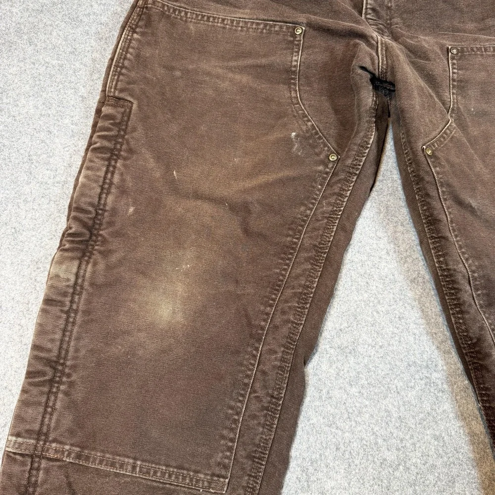 VTG Carhartt B194 Duck Canvas Double Knee Pants 38 Brown Quilted Insulated 38x30