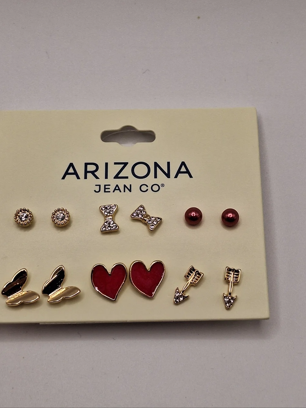 Arizona Jean Co Earring Set Hearts Bows Pearls Gold Stud Earrings Multi Set
