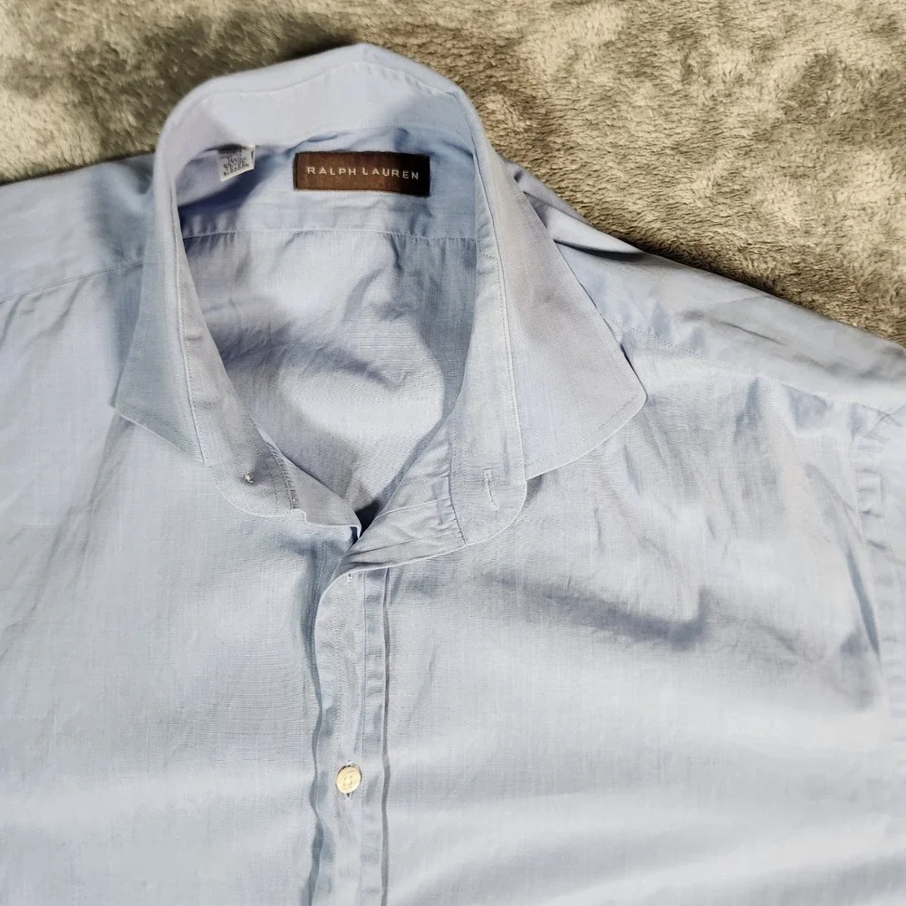 Ralph Lauren Black‎ Label Shirt Men's 17.5 Large Cotton Button Up Made in Italy