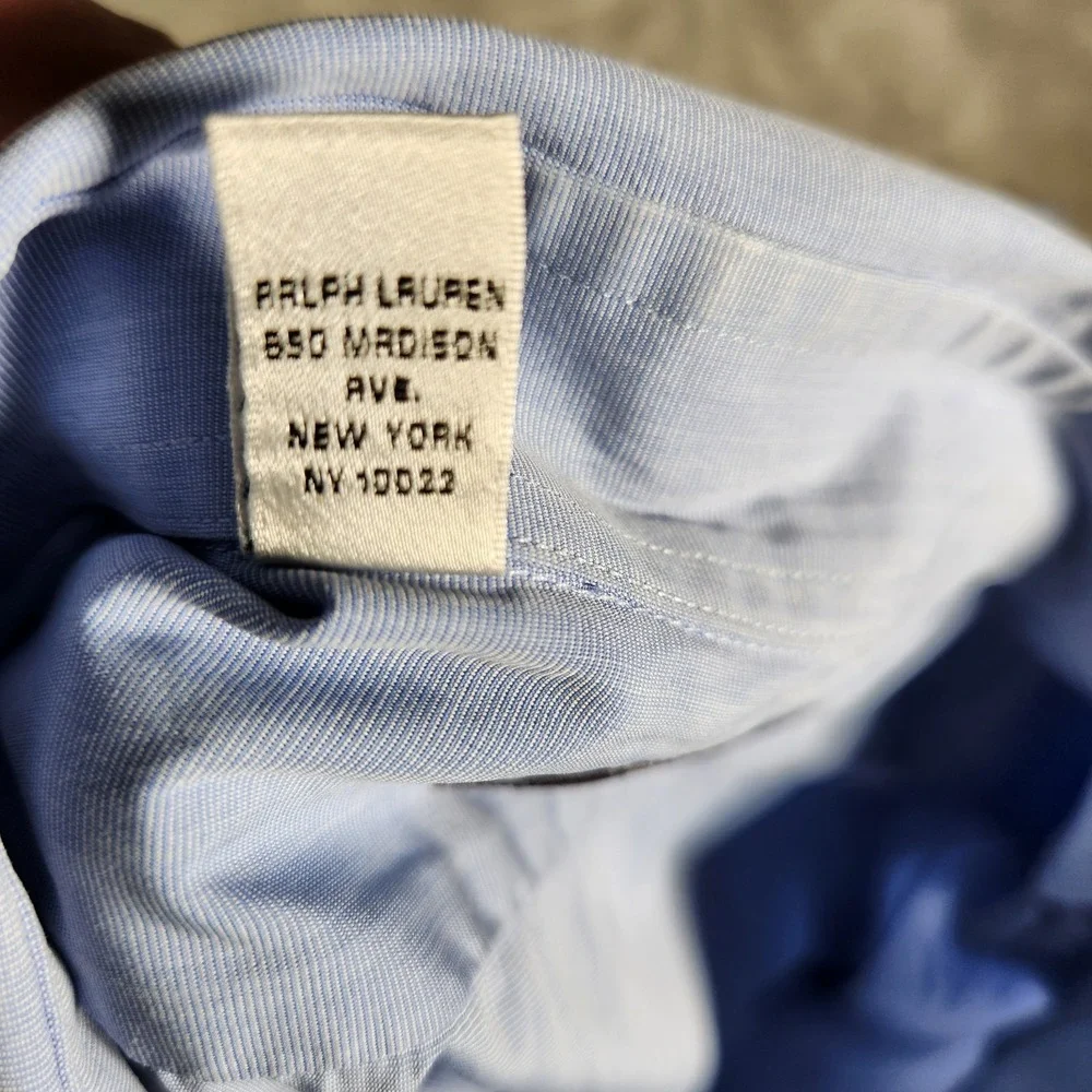 Ralph Lauren Black‎ Label Shirt Men's 17.5 Large Cotton Button Up Made in Italy