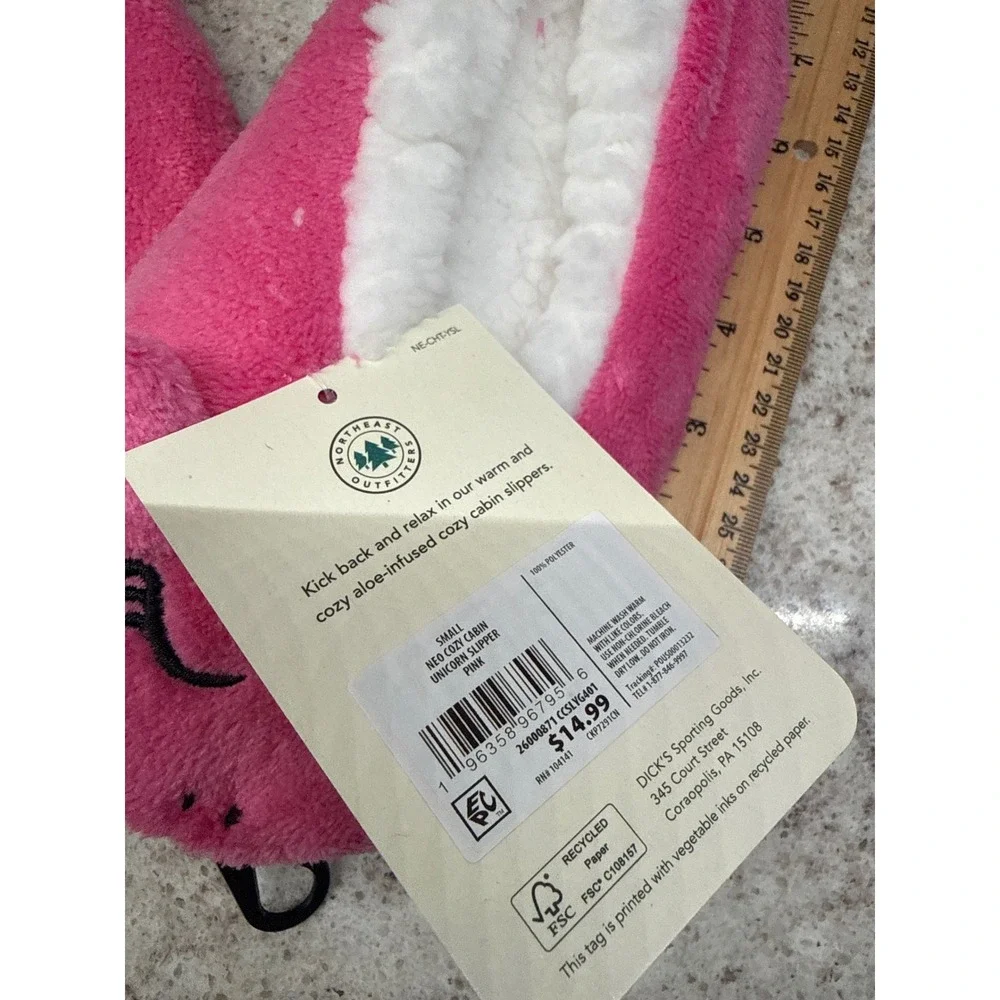 Northeast Outfitters Youth Pink Unicorn Cozy Cabin Slippers Aloe Infused Small