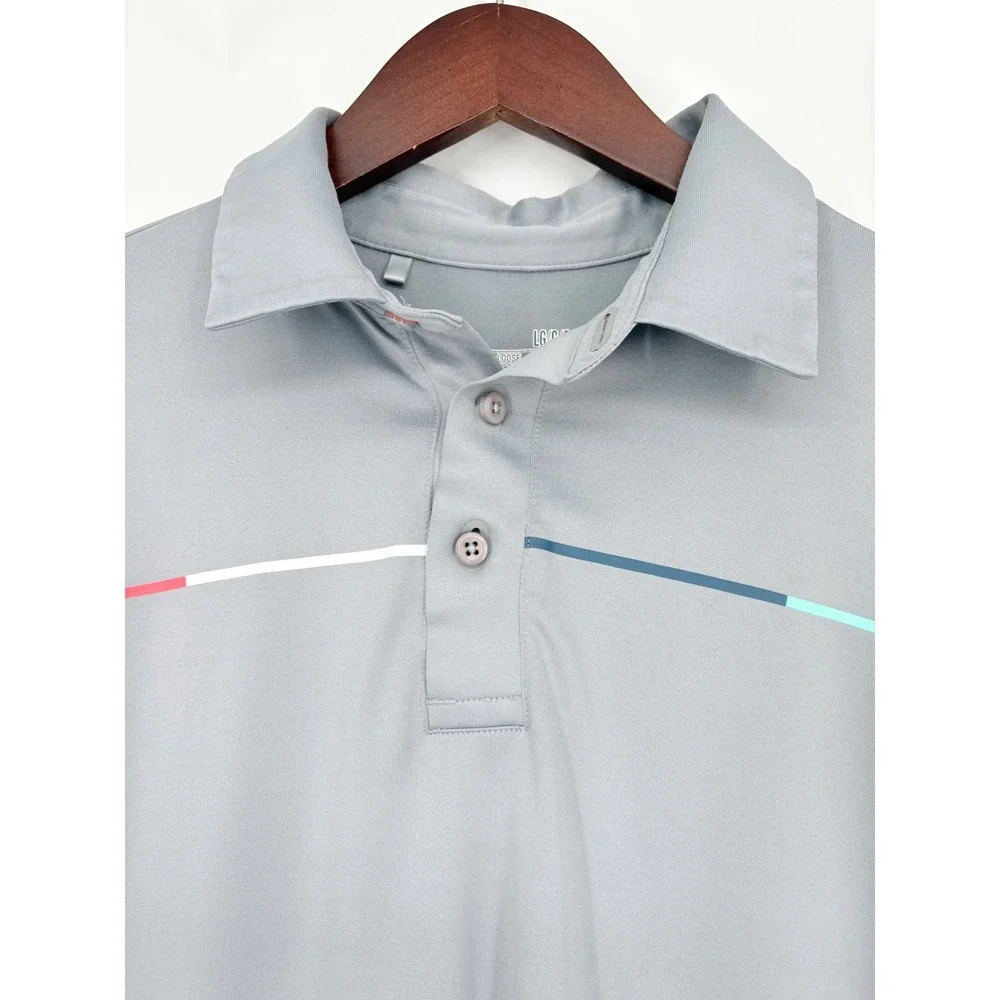 Under Armour Golf Polo Shirt‎ Coldback Heatgear Striped Performance Gray Large