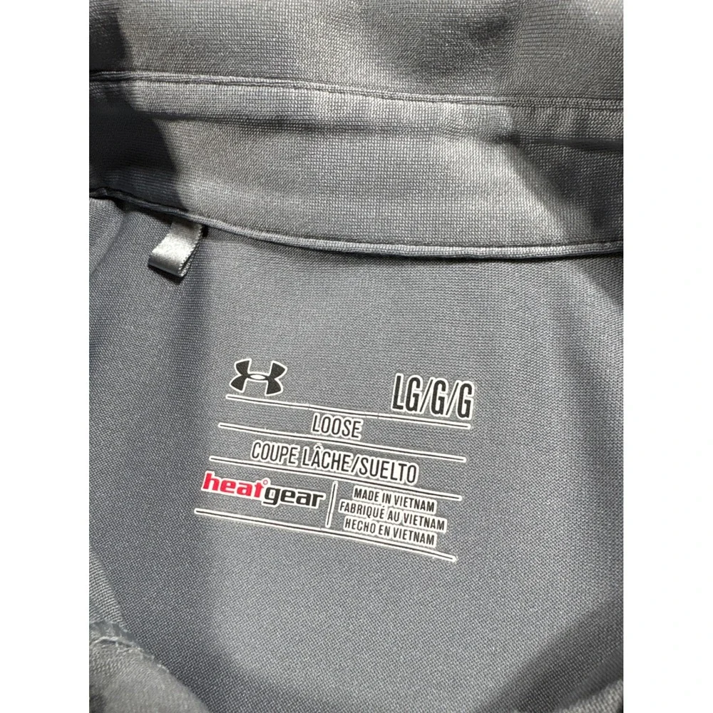 Under Armour Golf Polo Shirt‎ Coldback Heatgear Striped Performance Gray Large