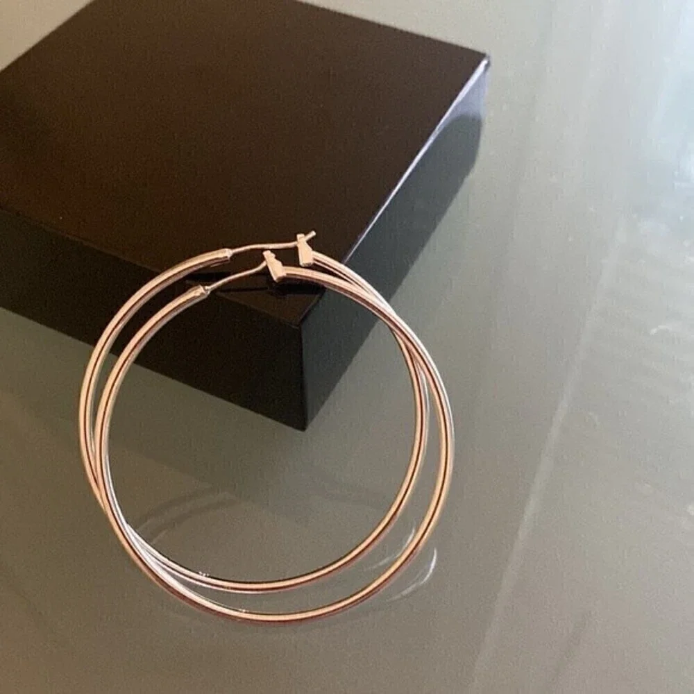 NEW STERLING SILVER Hoop Earrings 2 inch hoop MSRP: $129