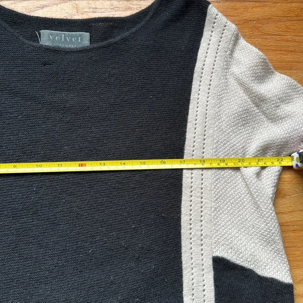 Velvet Cashmere Black and Cream Asymmetrical Sweater