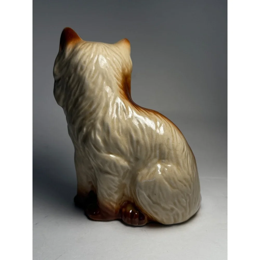 GF Brazil Ceramic Cat Figurine Mother & Kitten Brown Cream Glaze 6