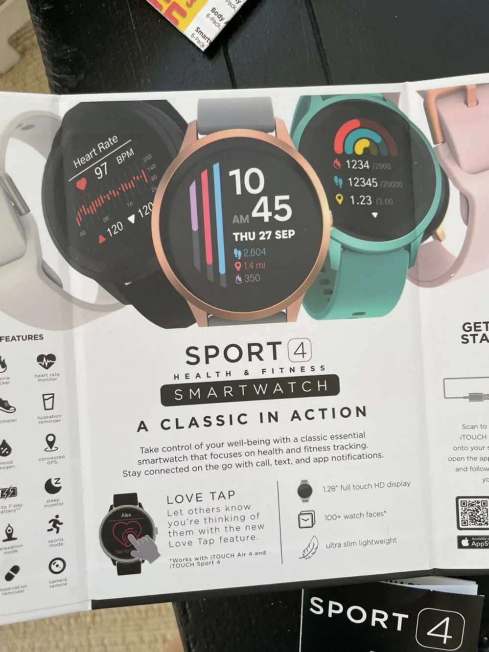 iTouch Sport 4 Black Smartwatch -