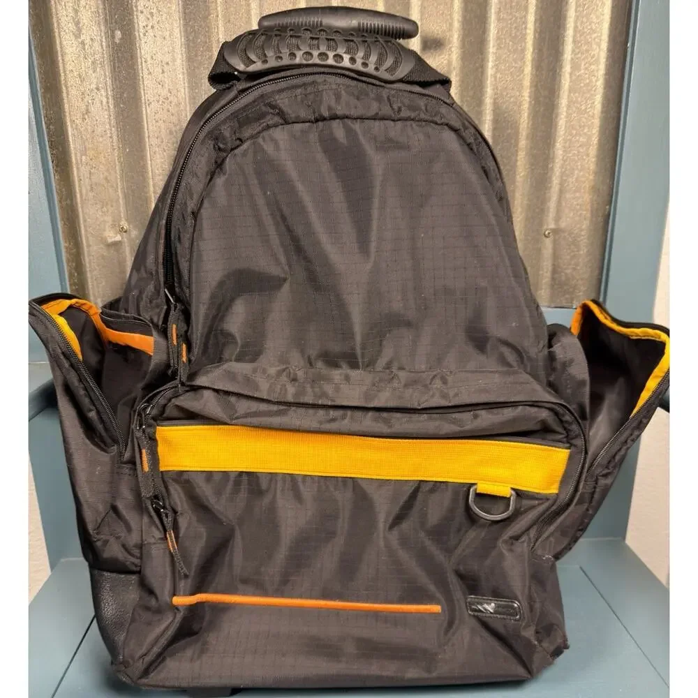 Vintage United Colors of Benetton Rolling Bag Convertible Backpack Ripstop Black