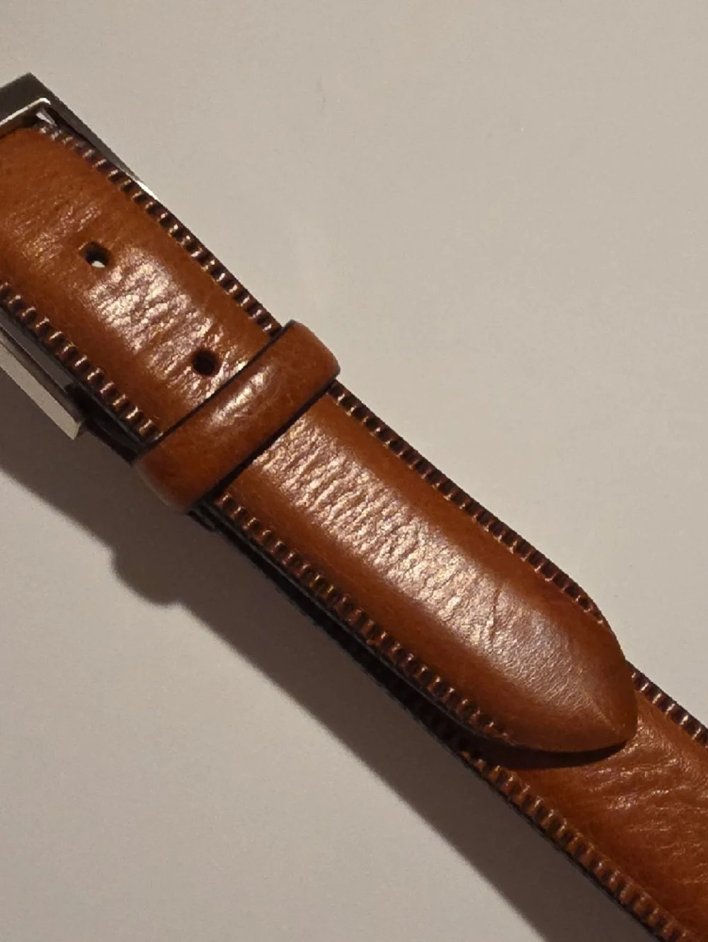 Jos. A. Bank Brown Leather Dress Belt with Silver Buckle