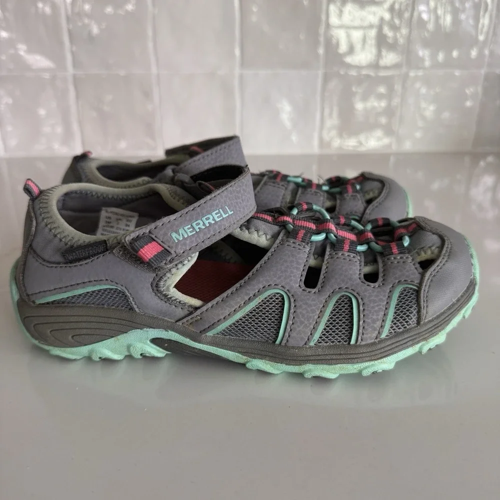 Merrell Hydro H2O Hiker Sandals Girls 3 Hook Loop Gray Pink Outdoors Watersports