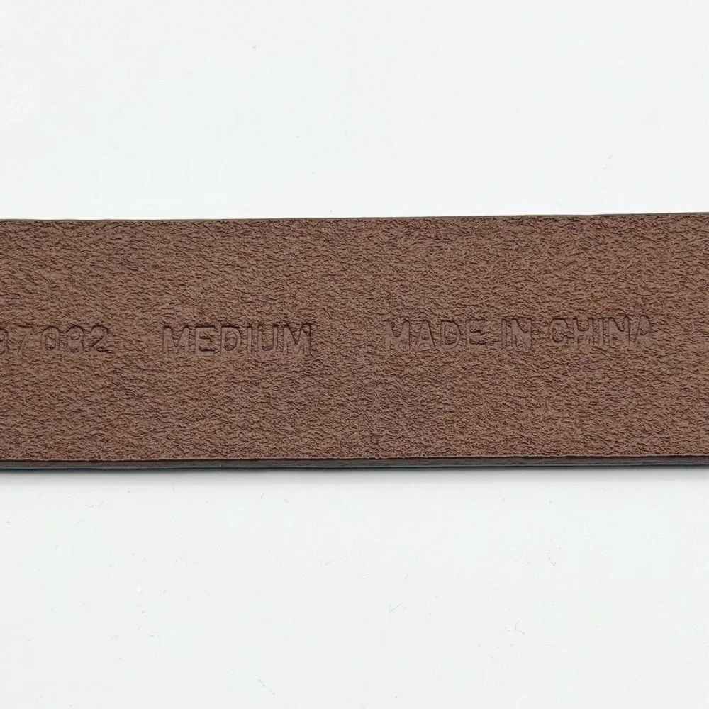 Anne‎ Klein Brown Genuine Leather Belt Womens M Logo Contemporary Classic Preppy