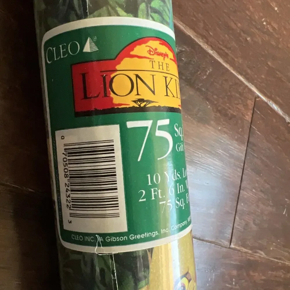 NEW Disney Lion King Grift Wrap Paper 75 Sq Mufasa Simba Vintage New Old Stuff