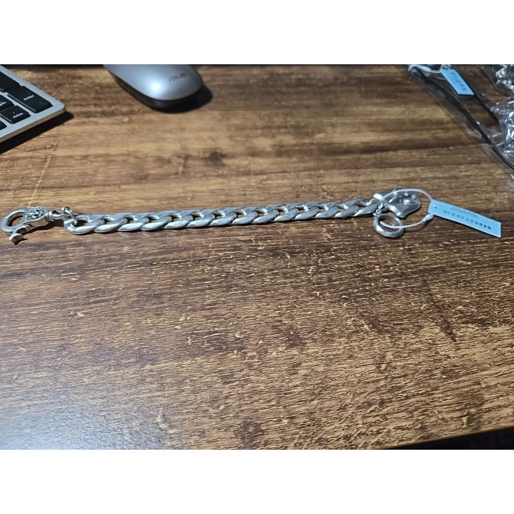 Stimga by Kim Min Sun Silver Tone Shield Fleur-de-Lis Chain Bracelet-Chunky NWT‎