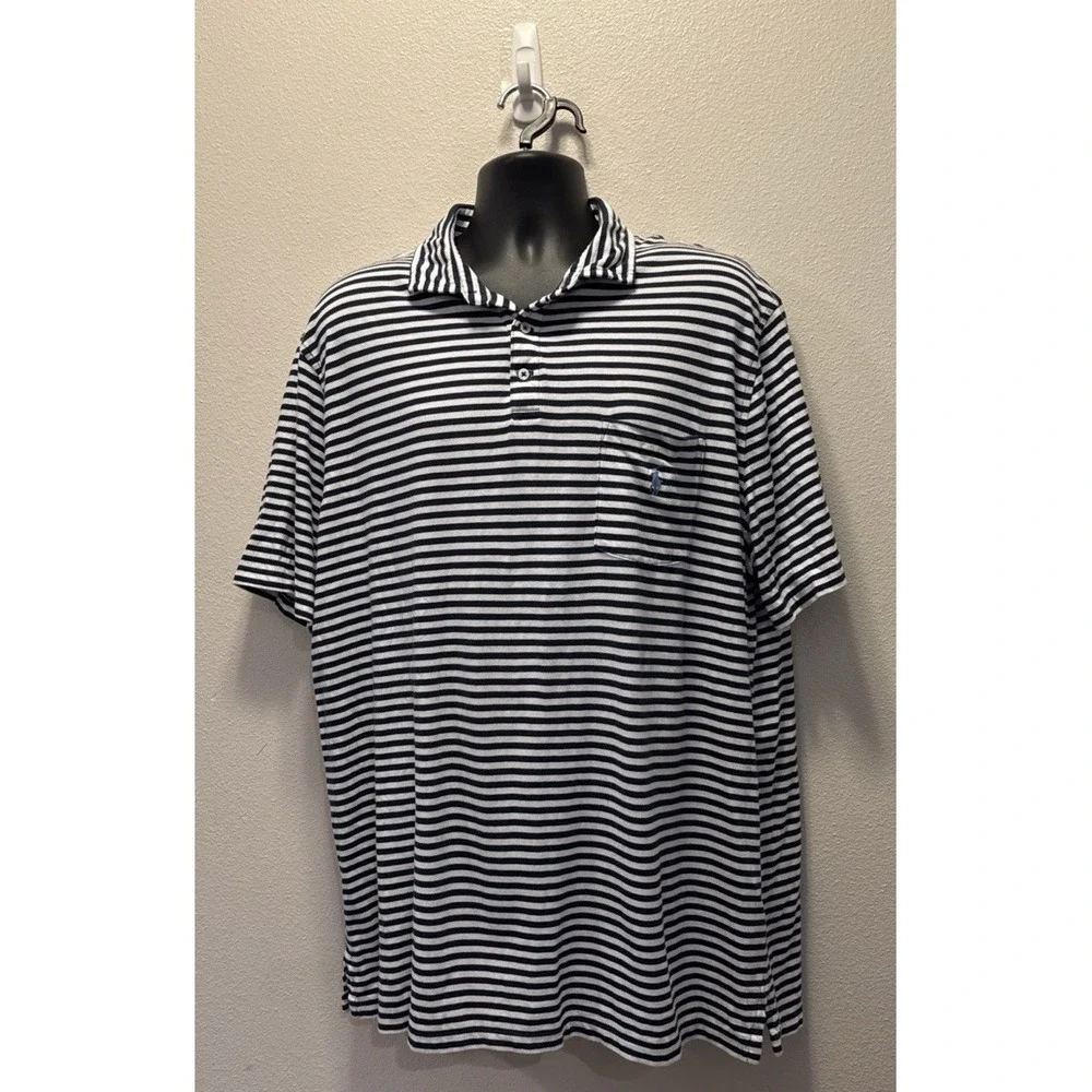 Ralph Lauren Polo Black stripes short sleeve polo shirt with pocket Extra Large