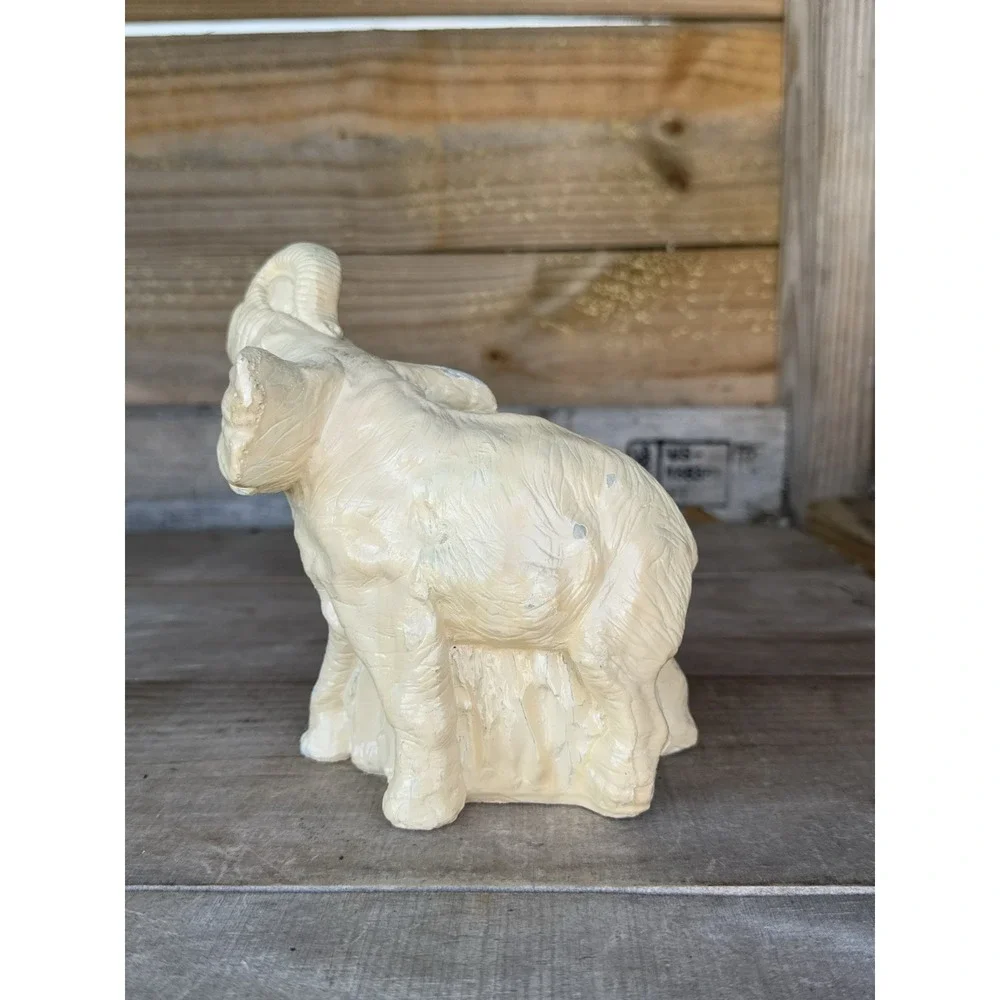 Vintage Resin Elephant Figurine Trunk Up Lucky Elephant Shelf Decor