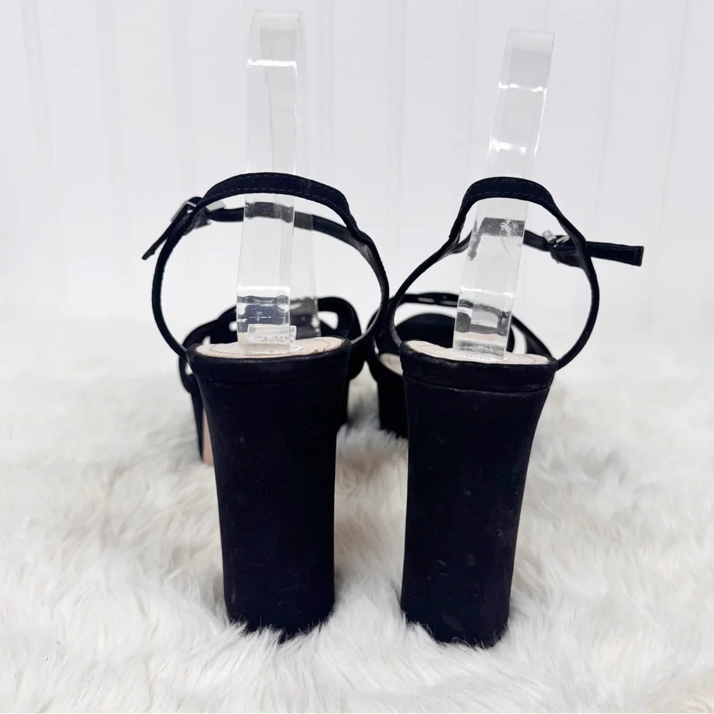 SCHUTZ Keefa Black Suede‎ Platform Sandal Size 10.5 Block Heel Sexy Party Goth