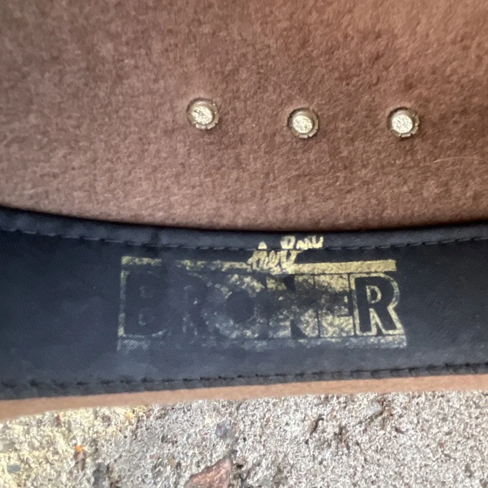 Vintage Broner Wool Fedora Hat Brown Leather Band Outback USA Made Men's M‎