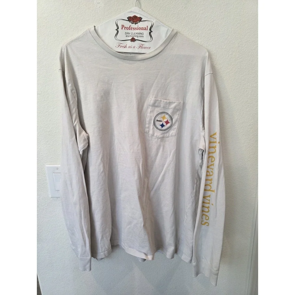 Vineyard Vines x Pittsburgh Steelers Collab T Shirt Mens Sz L Worn Broken In