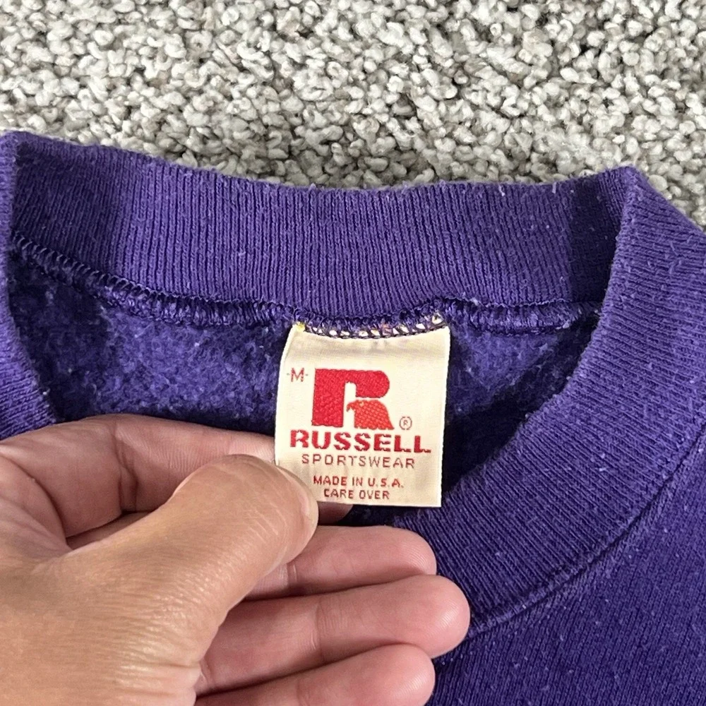 Vintage 70s Russell Athletic Sportswear Sweater Adult Medium Purple Crewneck USA