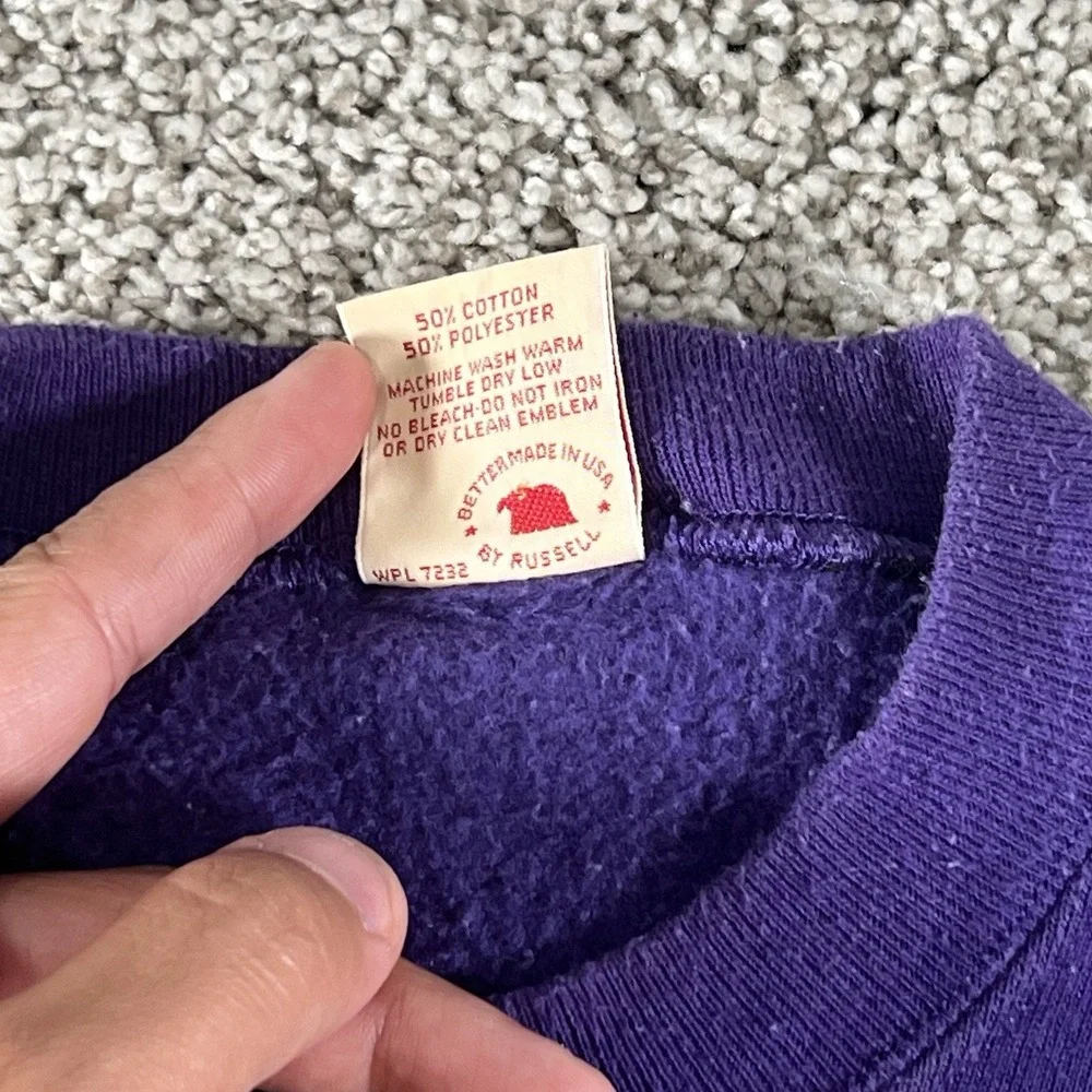 Vintage 70s Russell Athletic Sportswear Sweater Adult Medium Purple Crewneck USA