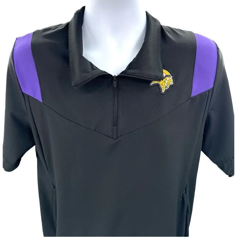 Nike OnField Minnesota Vikings‎ NFL Coach Shirt Size Small Black Purple Zip Polo