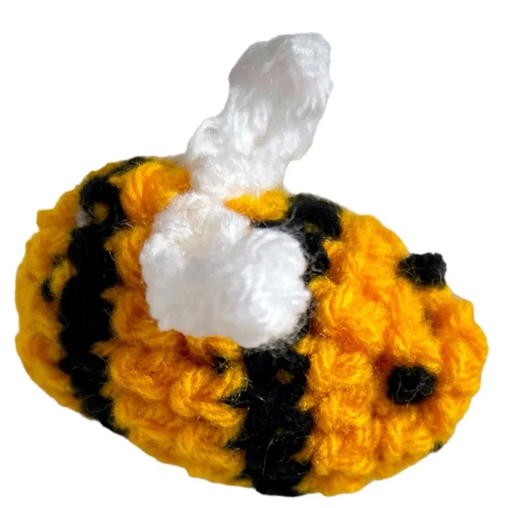 Hand Crafted Yellow Bumblebee Cat Toy Crochet Organic Catnip Interactive Toy