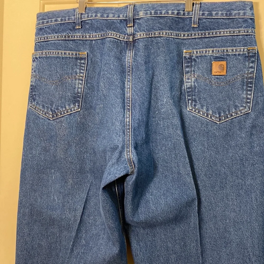 Carhartt Mens Blue Tapered Leg Relaxed Fit Denim Pockets Cotton Jeans Size 42/32