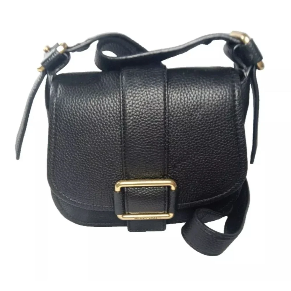 Michael Kors Maxine Pebbled Saddle bag - Black Leather