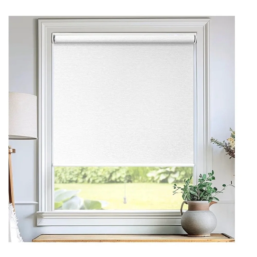 Urban White Light Filtering Textured Roller Shade Cordless UV Protection 48
