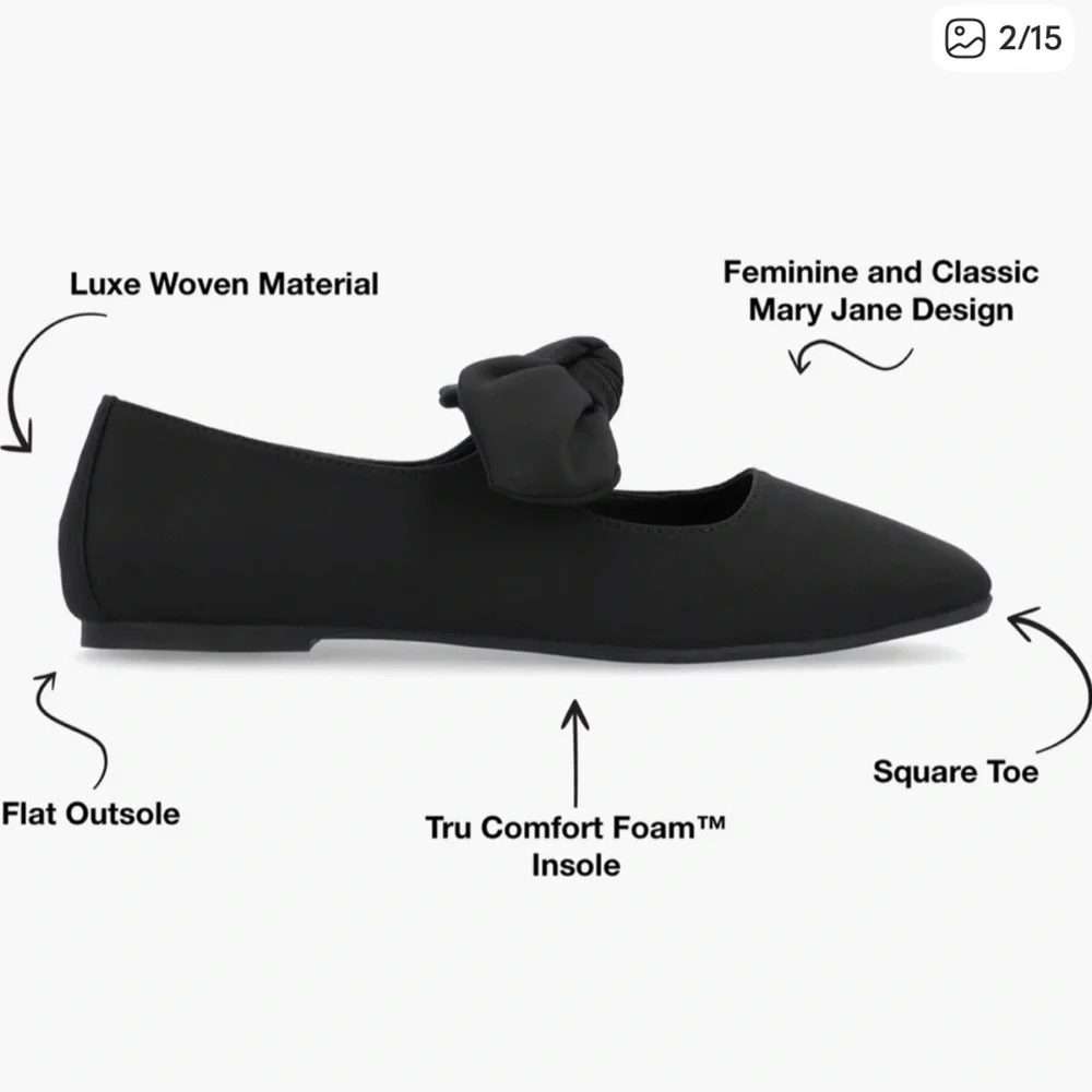 Journee Collection Seralinn Black Bow Mary Jane Flat
